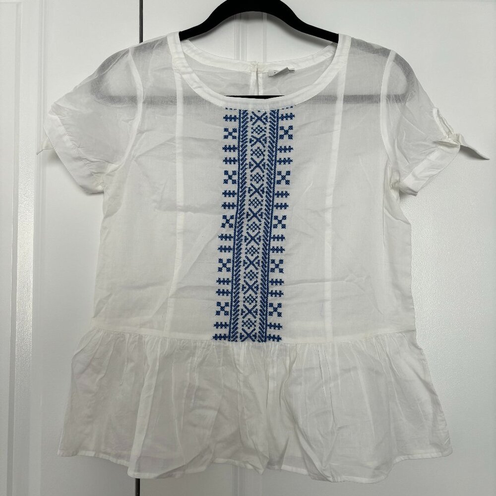 Boho Embroidered Peplum Blouse | Size OS